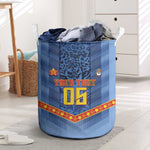 Custom DR Congo Football Laundry Basket Leopard Jaguar Tribal Pattern With Flags