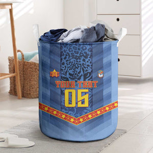 Custom DR Congo Football Laundry Basket Leopard Jaguar Tribal Pattern With Flags