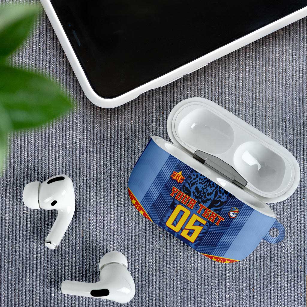 Custom DR Congo Football AirPods Case Leopard Jaguar Tribal Pattern With Flags
