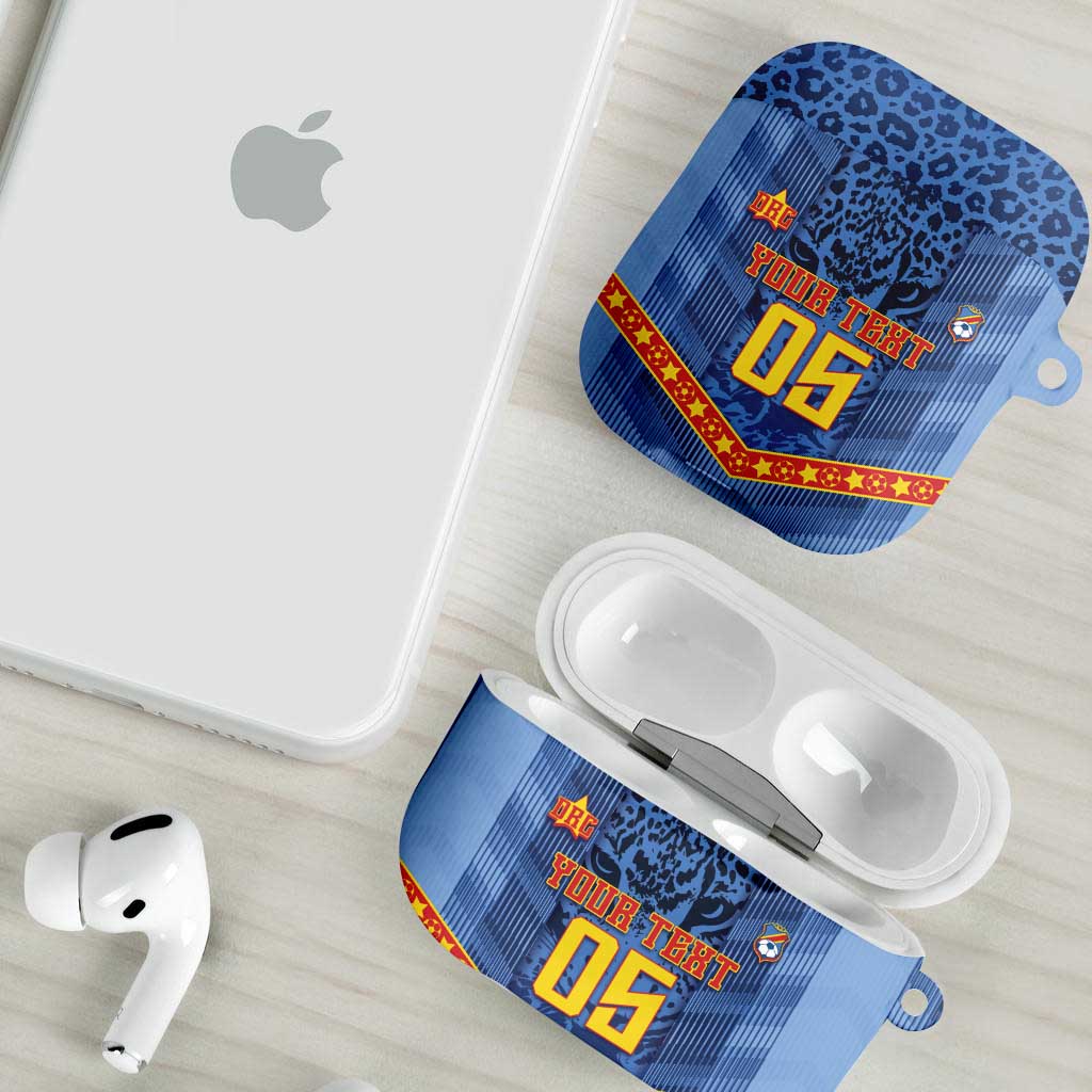 Custom DR Congo Football AirPods Case Leopard Jaguar Tribal Pattern With Flags