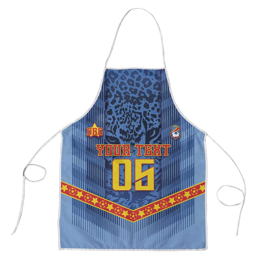 Custom DR Congo Football Apron Leopard Jaguar Tribal Pattern With Flags