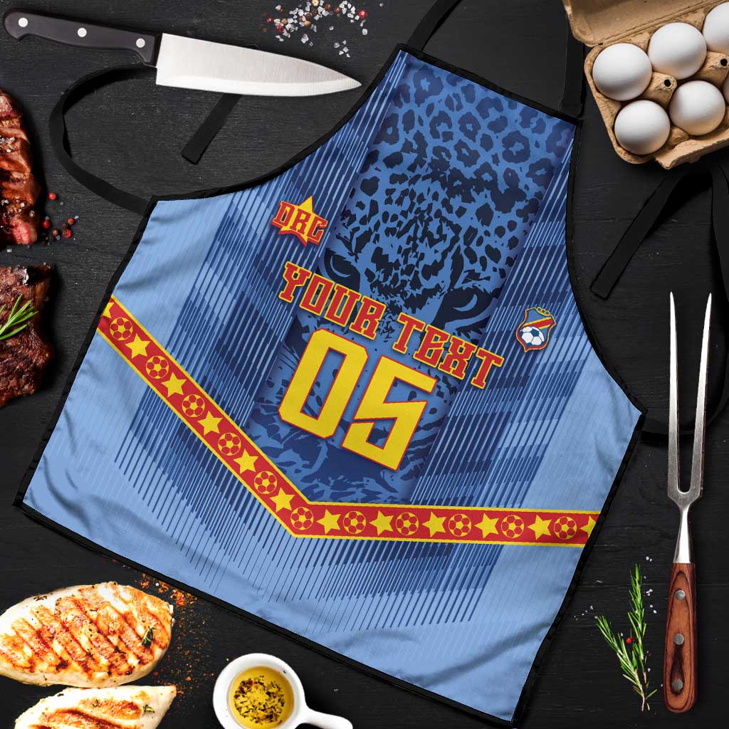 Custom DR Congo Football Apron Leopard Jaguar Tribal Pattern With Flags