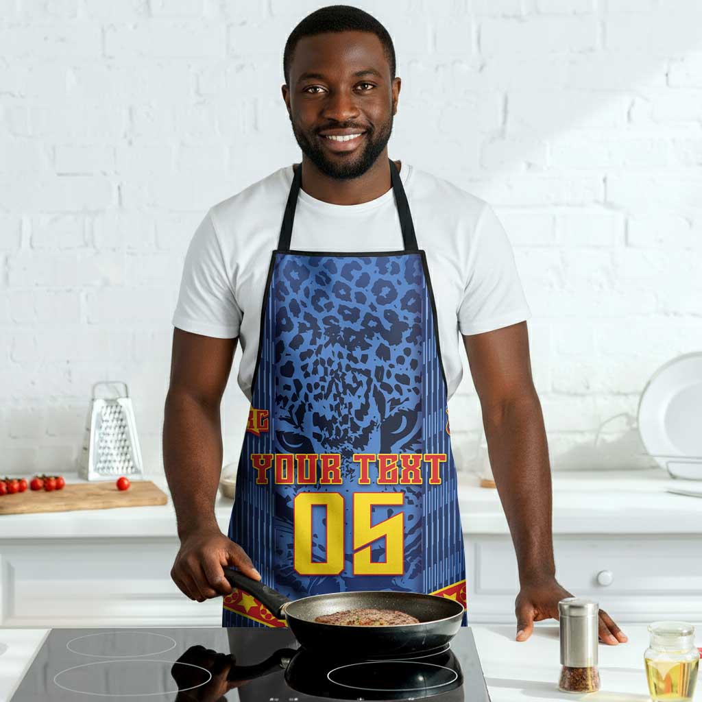 Custom DR Congo Football Apron Leopard Jaguar Tribal Pattern With Flags
