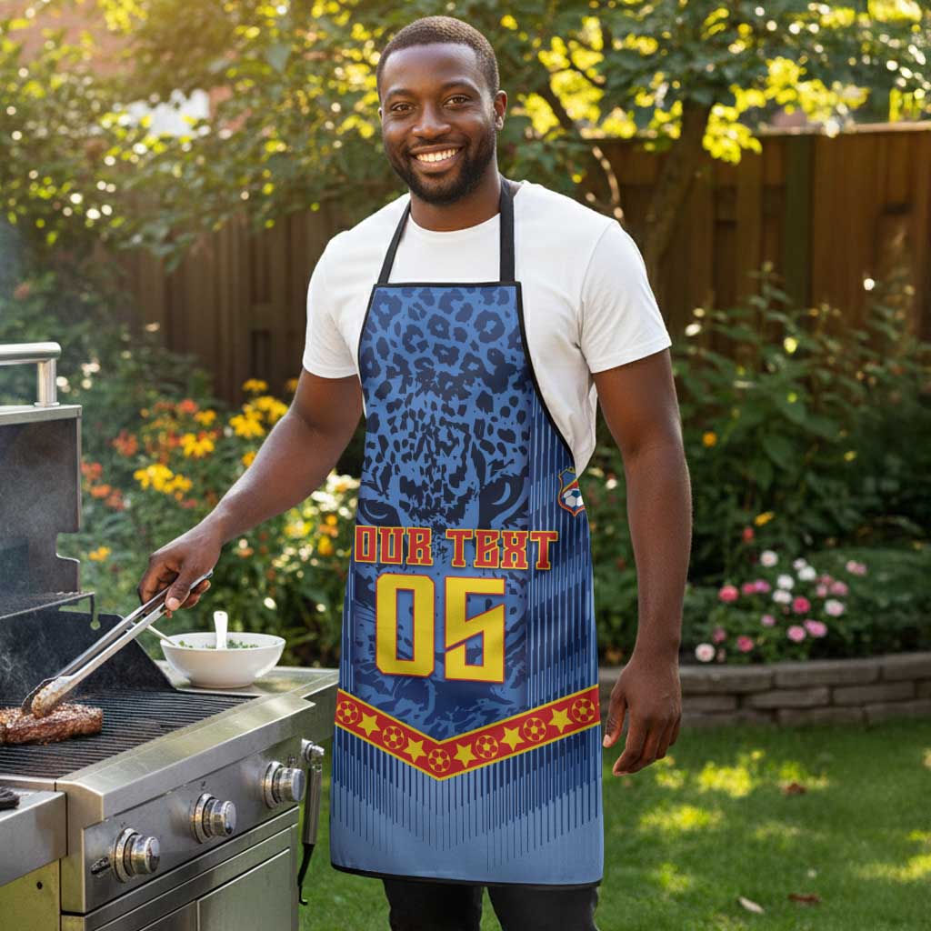 Custom DR Congo Football Apron Leopard Jaguar Tribal Pattern With Flags