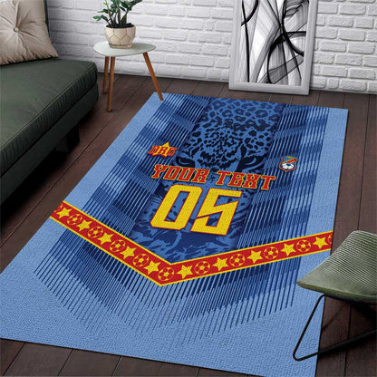 Custom DR Congo Football Area Rug Leopard Jaguar Tribal Pattern With Flags