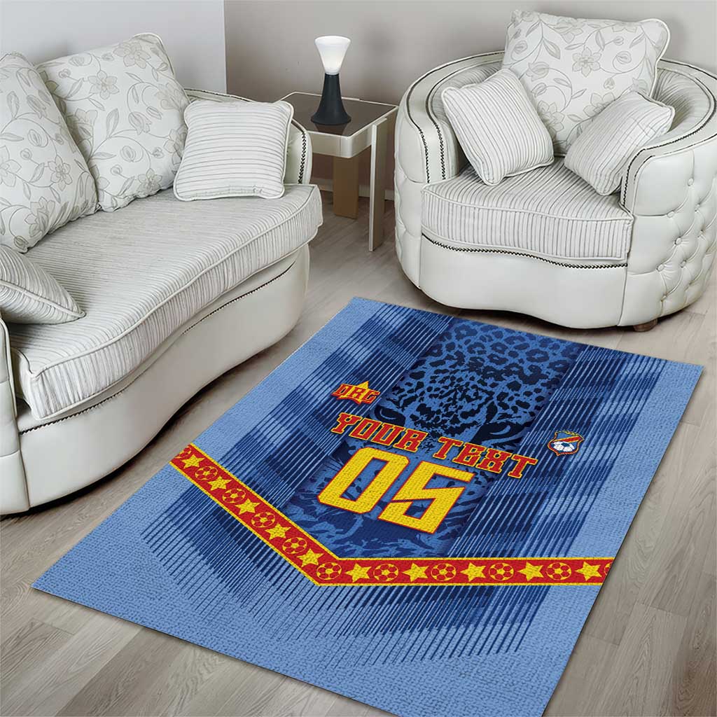 Custom DR Congo Football Area Rug Leopard Jaguar Tribal Pattern With Flags