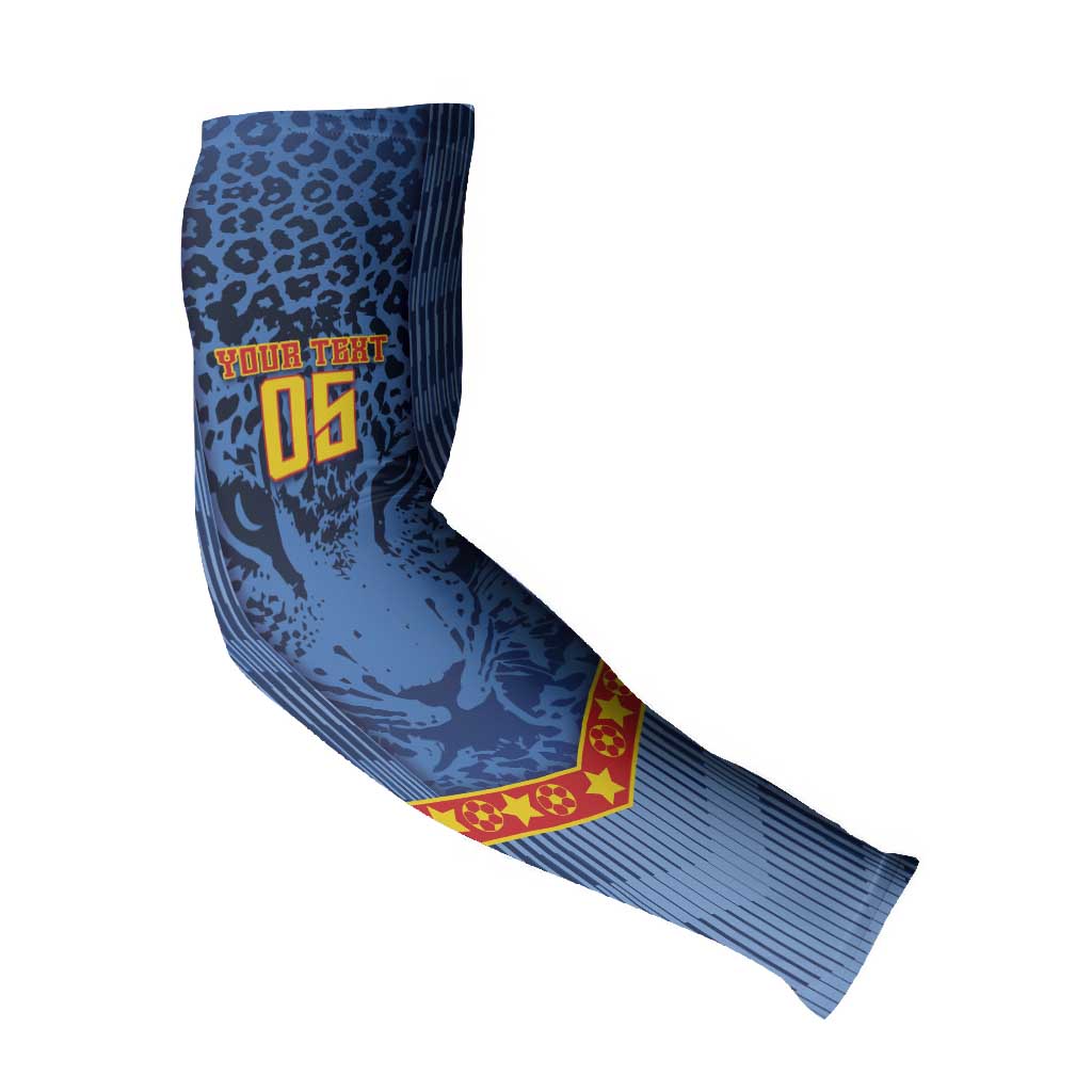 Custom DR Congo Football Arm Sleeves Leopard Jaguar Tribal Pattern With Flags
