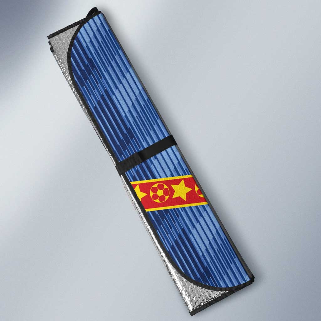 Custom DR Congo Football Auto Sun Shade Leopard Jaguar Tribal Pattern With Flags