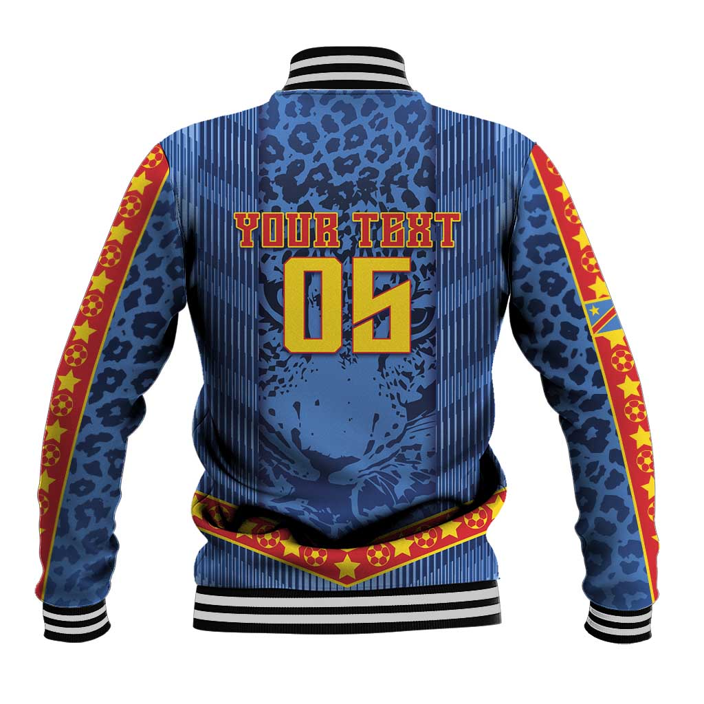 Custom DR Congo Football Baseball Jacket Leopard Jaguar Tribal Pattern With Flags