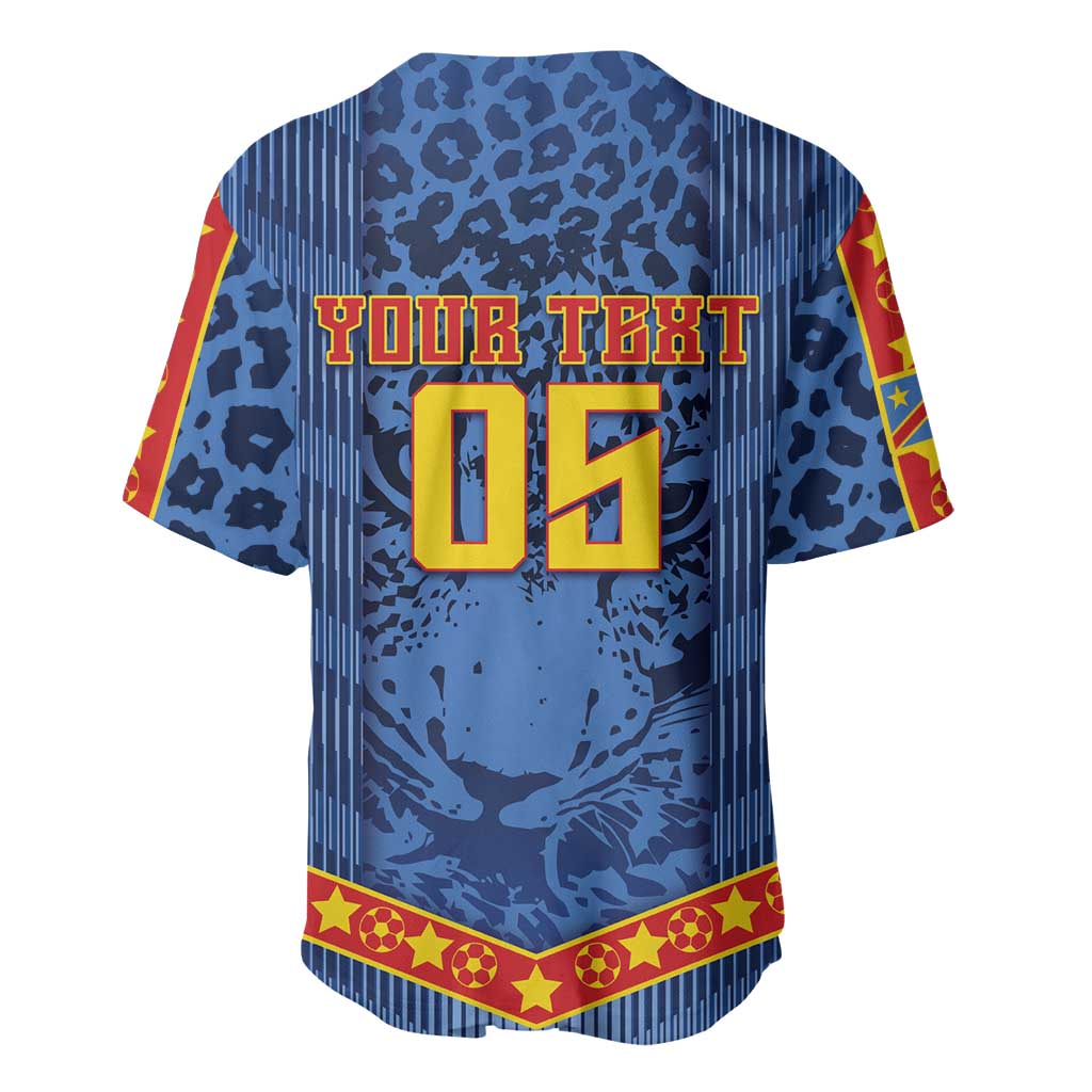 Custom DR Congo Football Baseball Jersey Leopard Jaguar Tribal Pattern With Flags