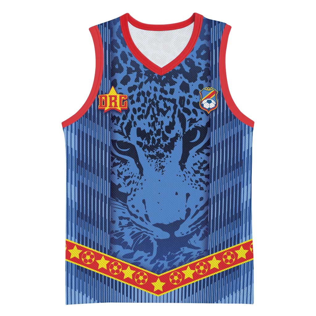 Custom DR Congo Football Basketball Jersey Leopard Jaguar Tribal Pattern With Flags