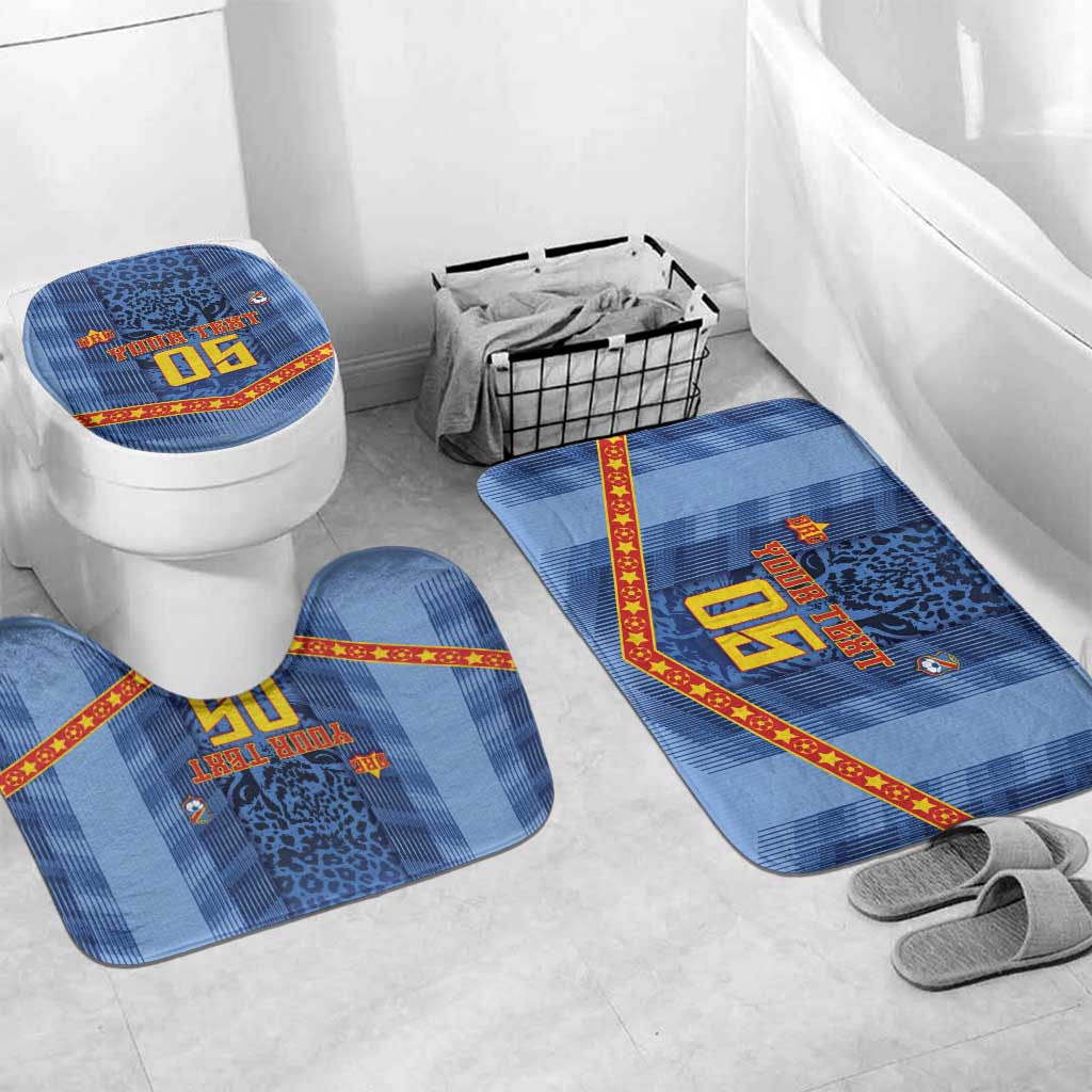 Custom DR Congo Football Bathroom Set Leopard Jaguar Tribal Pattern With Flags