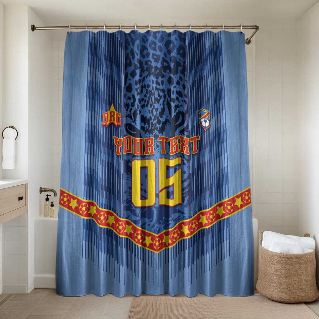 Custom DR Congo Football Bathroom Set Leopard Jaguar Tribal Pattern With Flags