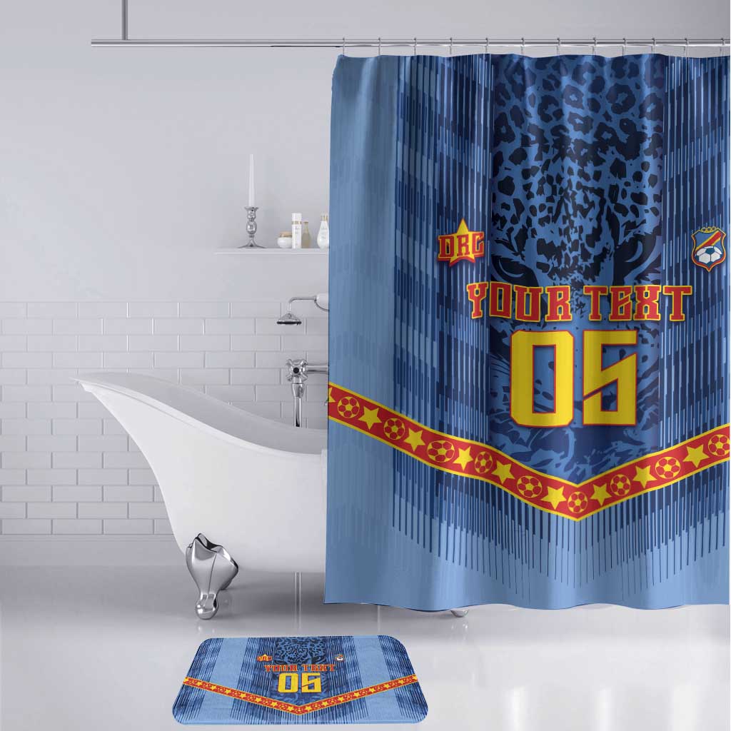 Custom DR Congo Football Bathroom Set Leopard Jaguar Tribal Pattern With Flags