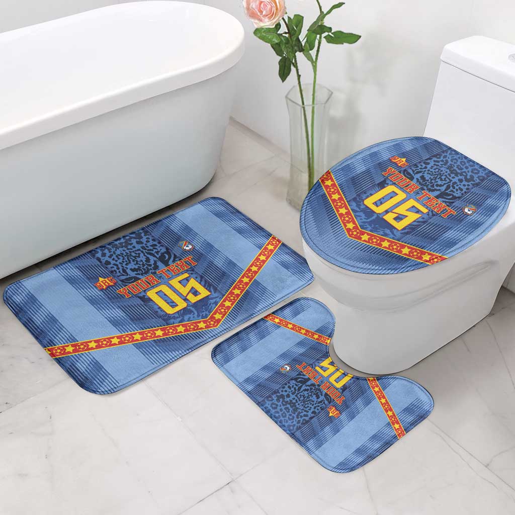 Custom DR Congo Football Bathroom Set Leopard Jaguar Tribal Pattern With Flags