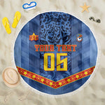 Custom DR Congo Football Beach Blanket Leopard Jaguar Tribal Pattern With Flags
