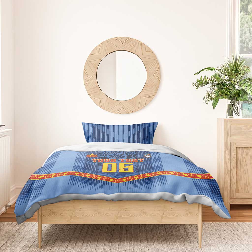 Custom DR Congo Football Bedding Set Leopard Jaguar Tribal Pattern With Flags