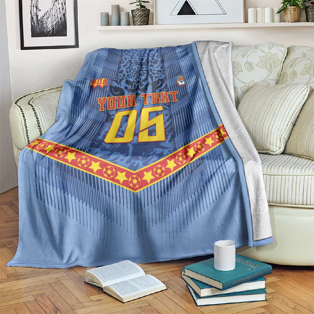 Custom DR Congo Football Blanket Leopard Jaguar Tribal Pattern With Flags