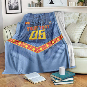 Custom DR Congo Football Blanket Leopard Jaguar Tribal Pattern With Flags