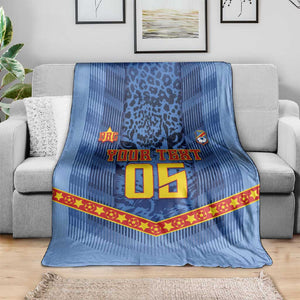 Custom DR Congo Football Blanket Leopard Jaguar Tribal Pattern With Flags