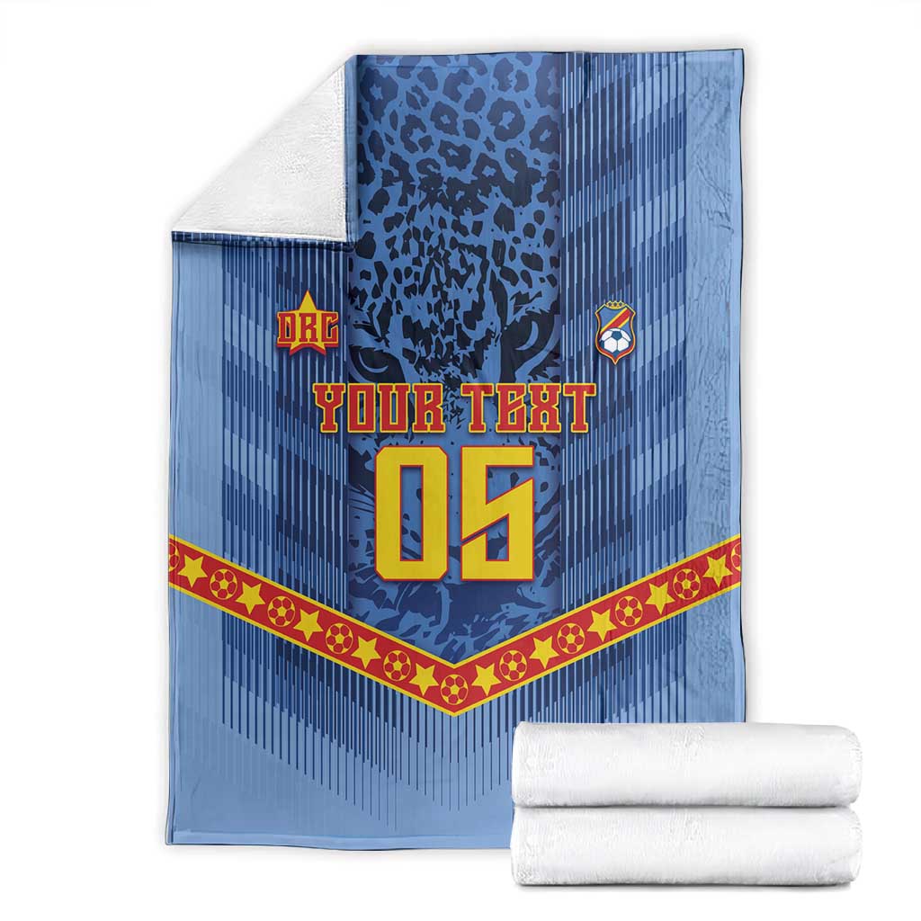 Custom DR Congo Football Blanket Leopard Jaguar Tribal Pattern With Flags