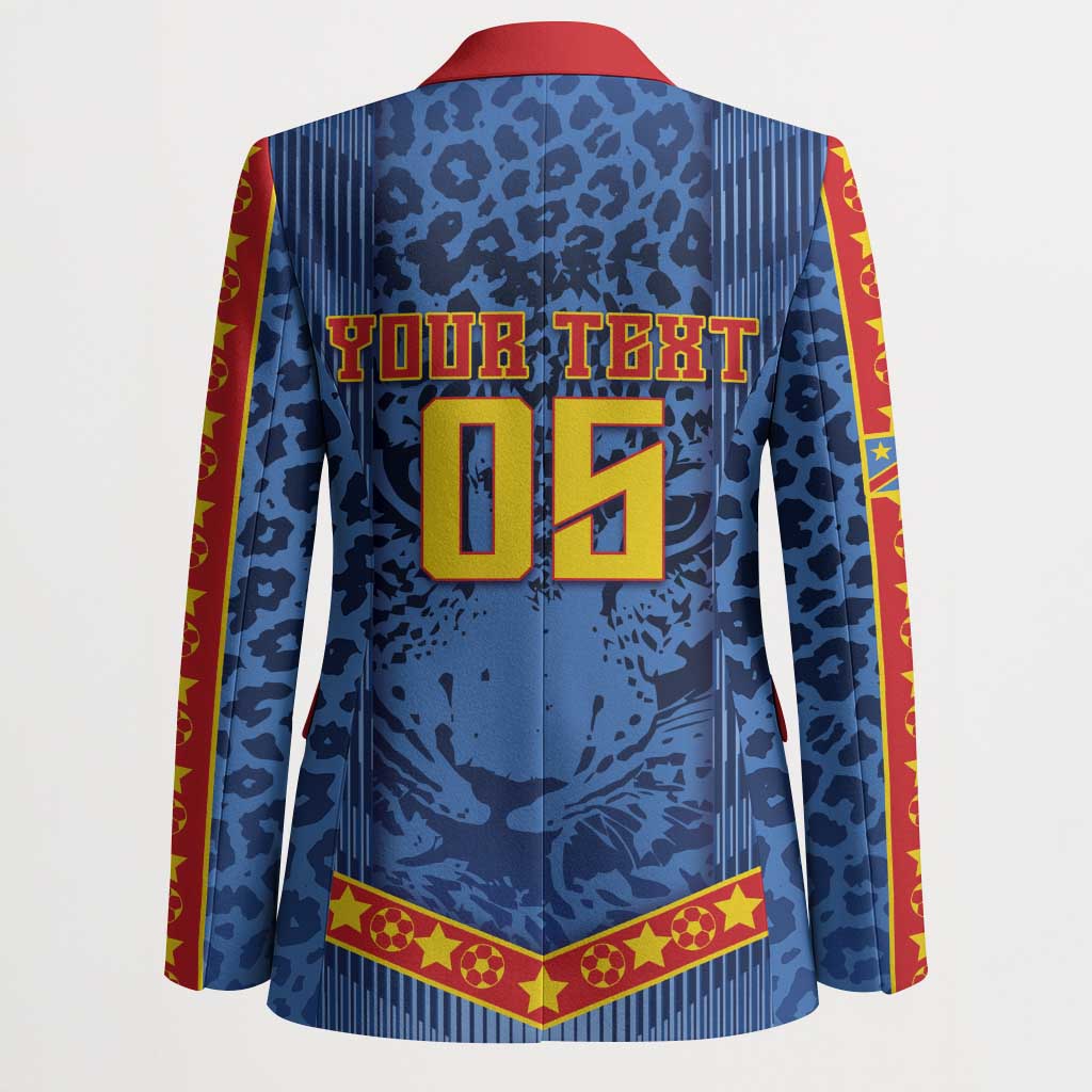 Custom DR Congo Football Blazer Leopard Jaguar Tribal Pattern With Flags