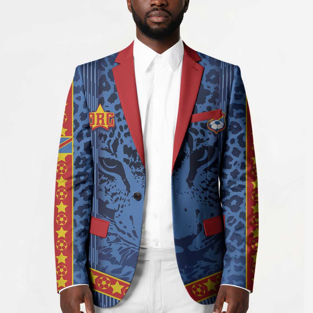 Custom DR Congo Football Blazer Leopard Jaguar Tribal Pattern With Flags