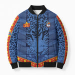 Custom DR Congo Football Bomber Puffer Jacket Leopard Jaguar Tribal Pattern With Flags