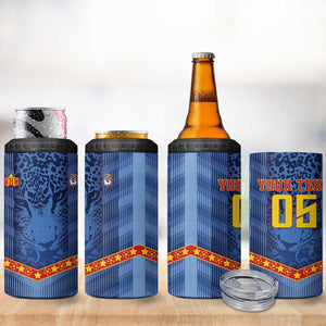 Custom DR Congo Football 4 in 1 Can Cooler Tumbler Leopard Jaguar Tribal Pattern With Flags