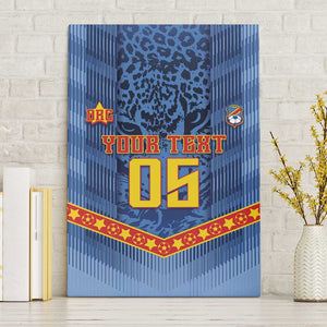 Custom DR Congo Football Canvas Wall Art Leopard Jaguar Tribal Pattern With Flags