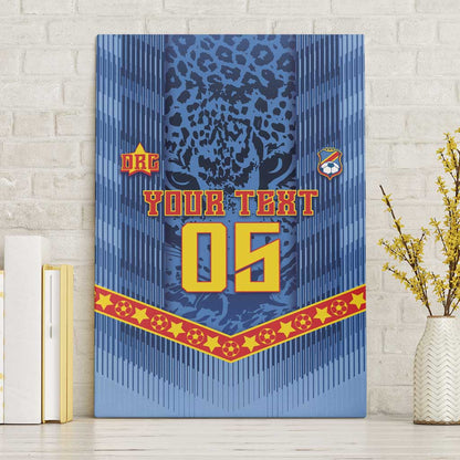 Custom DR Congo Football Canvas Wall Art Leopard Jaguar Tribal Pattern With Flags