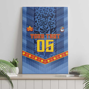 Custom DR Congo Football Canvas Wall Art Leopard Jaguar Tribal Pattern With Flags