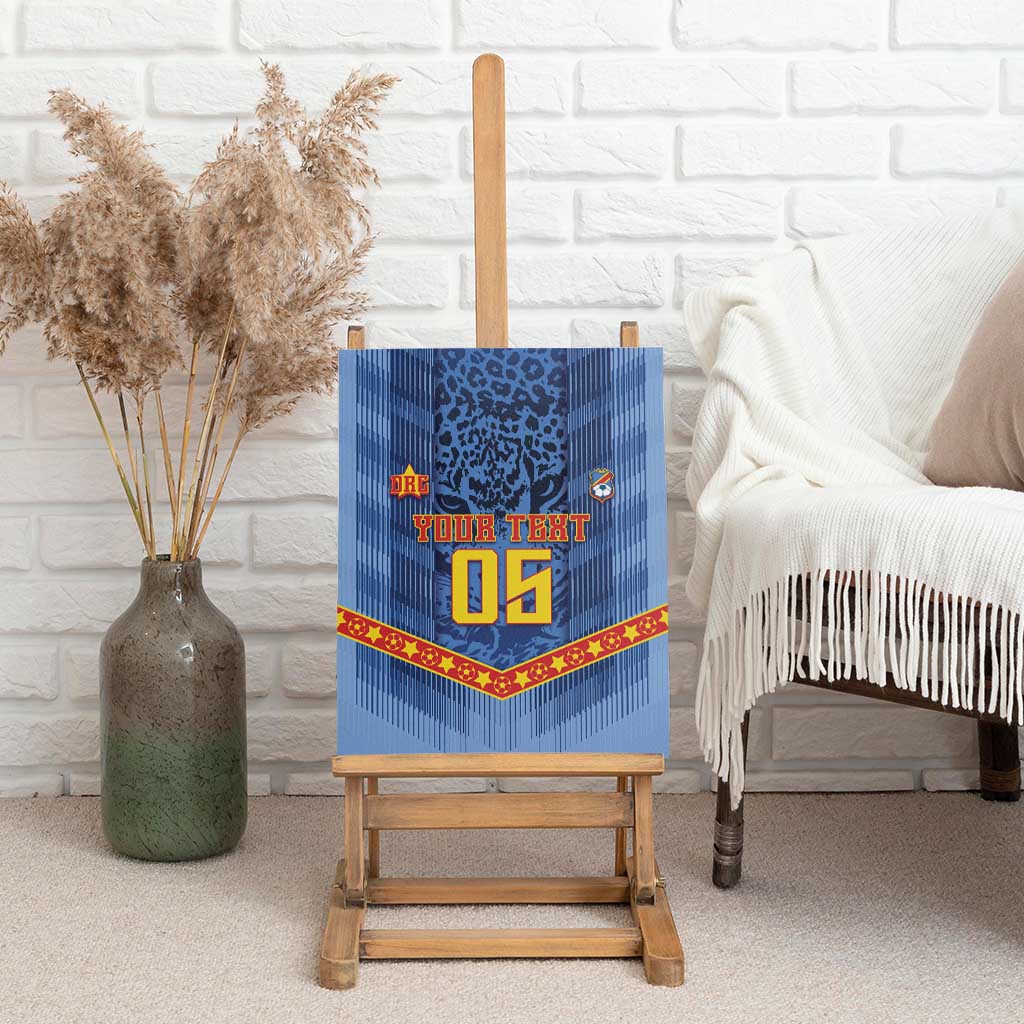 Custom DR Congo Football Canvas Wall Art Leopard Jaguar Tribal Pattern With Flags