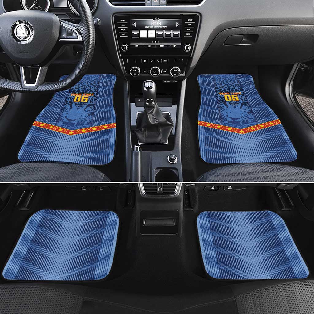 Custom DR Congo Football Car Mats Leopard Jaguar Tribal Pattern With Flags
