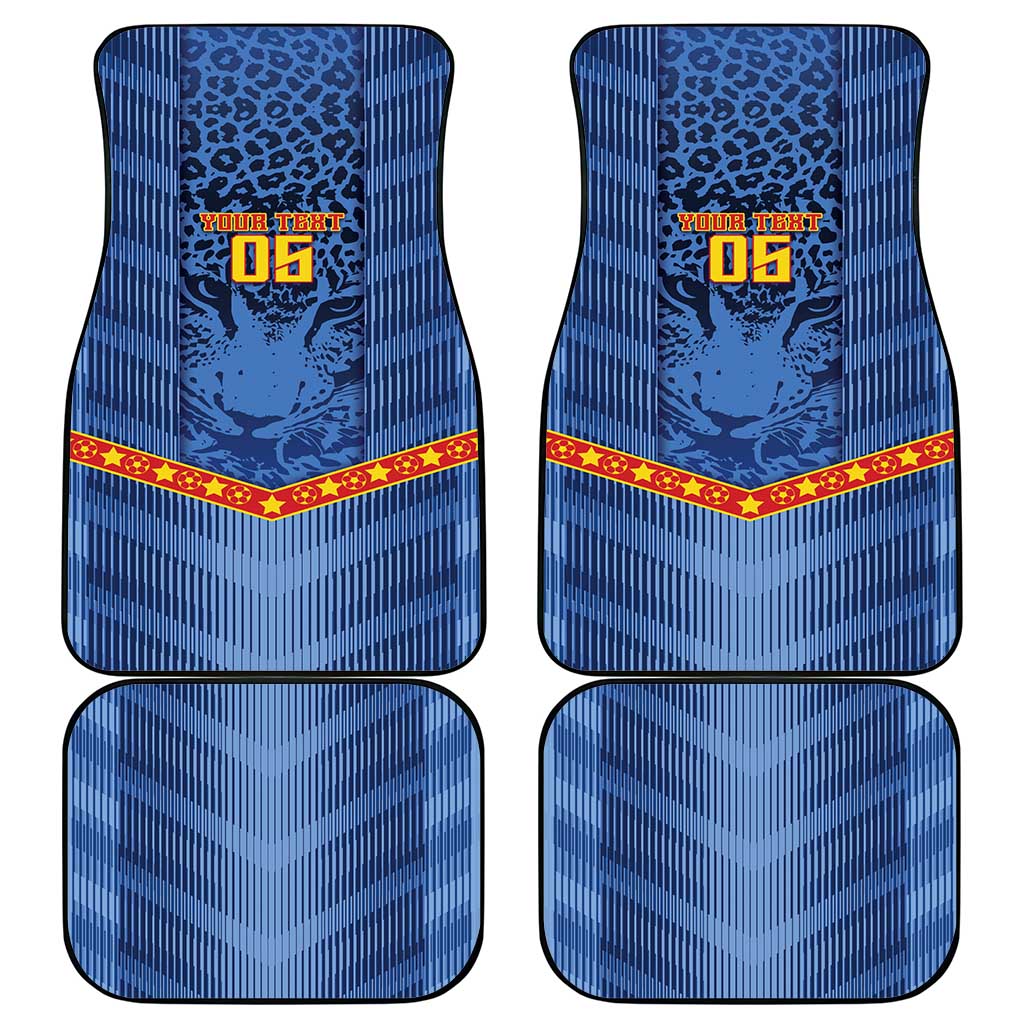 Custom DR Congo Football Car Mats Leopard Jaguar Tribal Pattern With Flags
