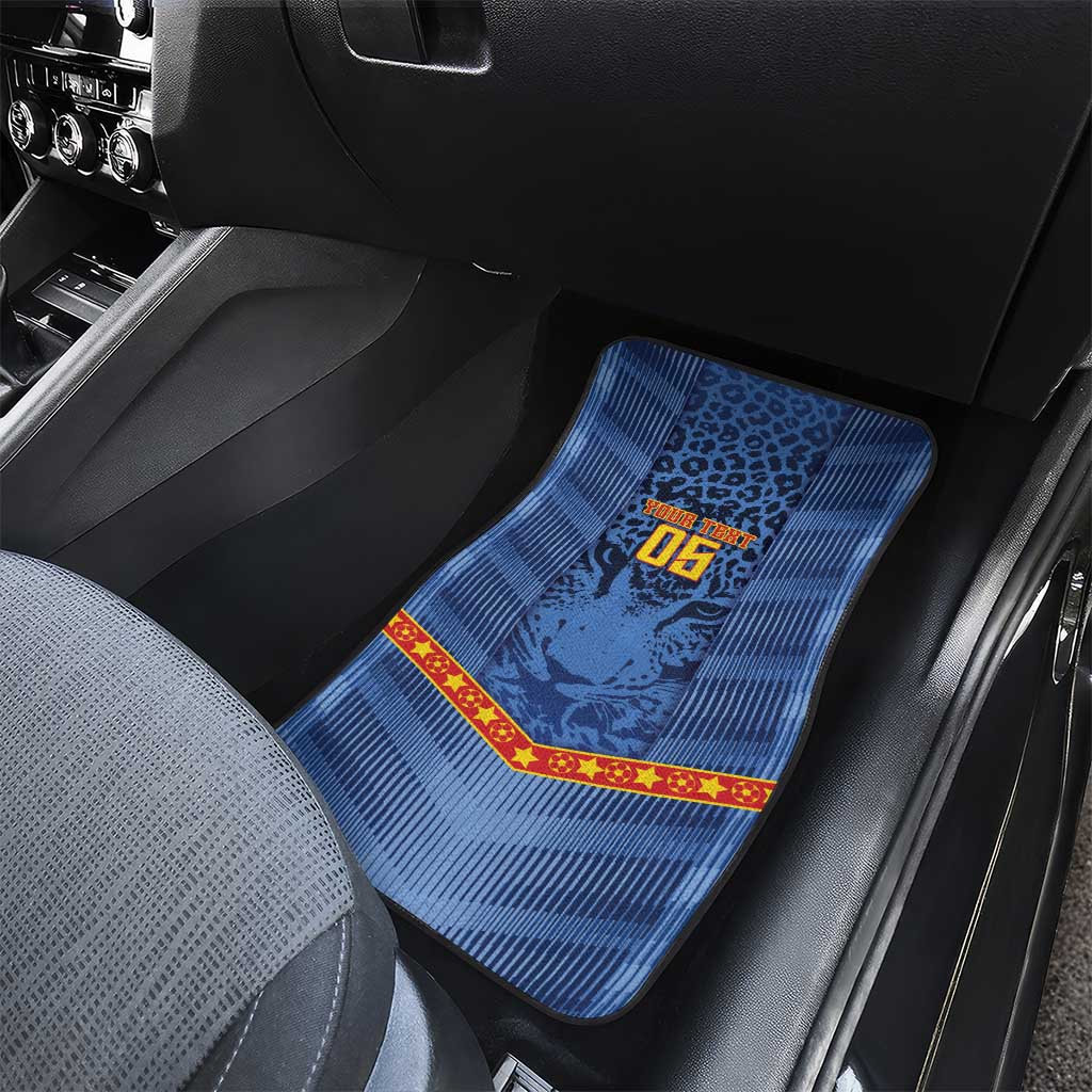 Custom DR Congo Football Car Mats Leopard Jaguar Tribal Pattern With Flags