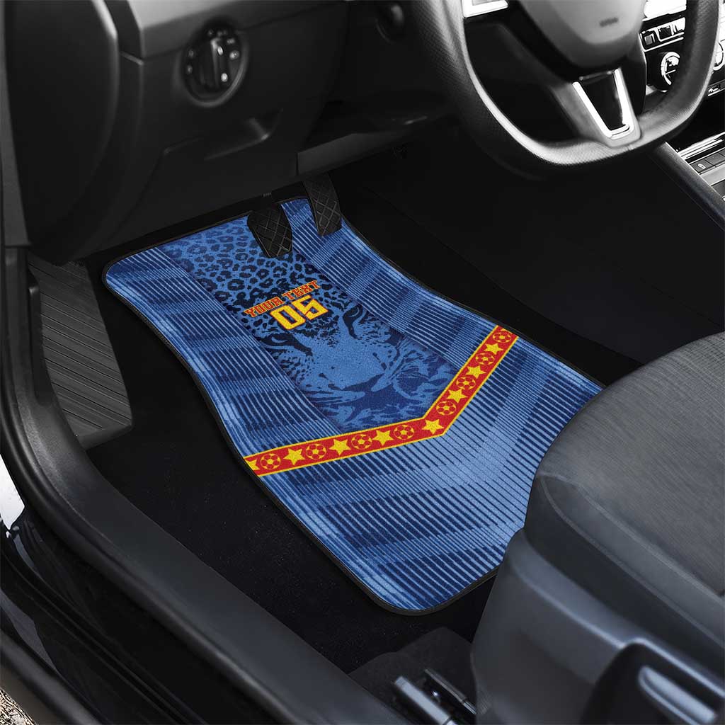 Custom DR Congo Football Car Mats Leopard Jaguar Tribal Pattern With Flags