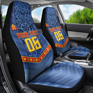 Custom DR Congo Football Car Seat Cover Leopard Jaguar Tribal Pattern With Flags
