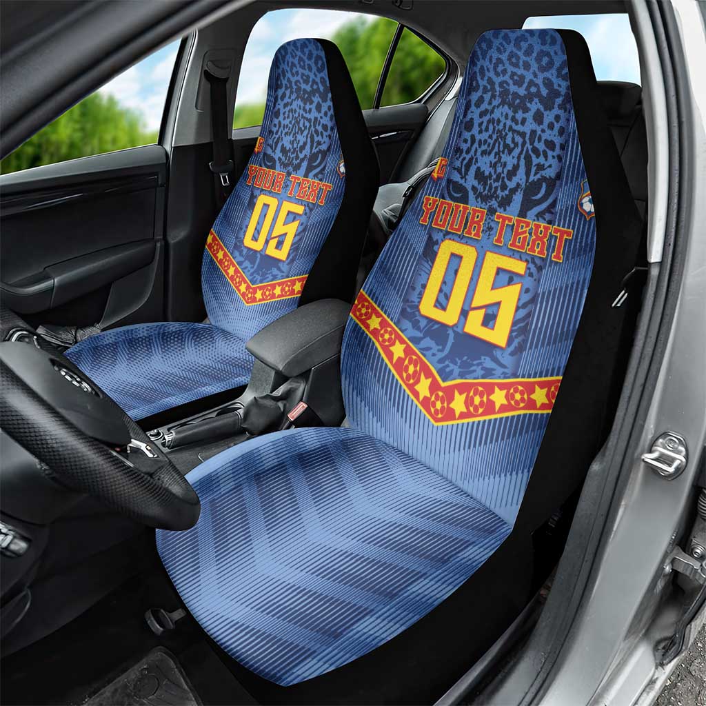 Custom DR Congo Football Car Seat Cover Leopard Jaguar Tribal Pattern With Flags