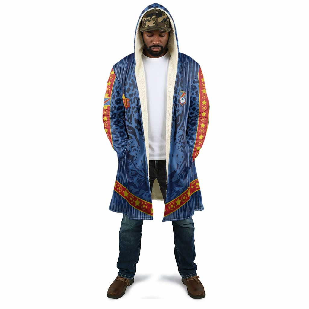 Custom DR Congo Football Cloak Leopard Jaguar Tribal Pattern With Flags