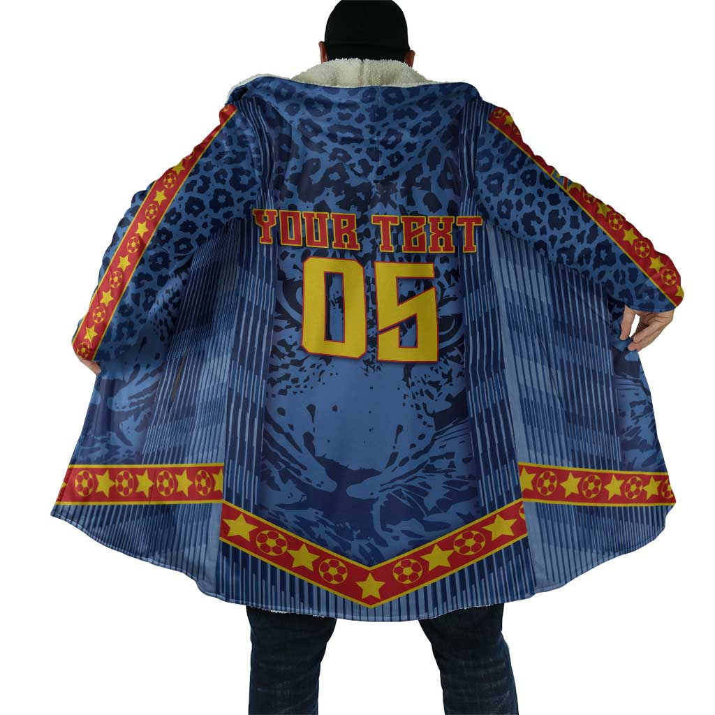Custom DR Congo Football Cloak Leopard Jaguar Tribal Pattern With Flags