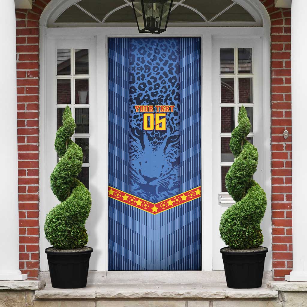 Custom DR Congo Football Door Cover Leopard Jaguar Tribal Pattern With Flags