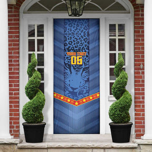 Custom DR Congo Football Door Cover Leopard Jaguar Tribal Pattern With Flags