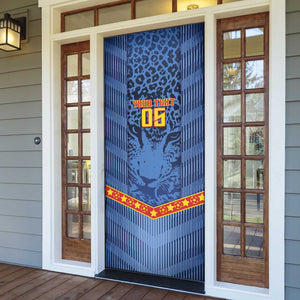 Custom DR Congo Football Door Cover Leopard Jaguar Tribal Pattern With Flags