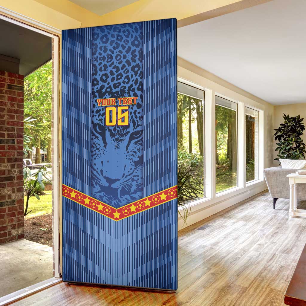 Custom DR Congo Football Door Cover Leopard Jaguar Tribal Pattern With Flags