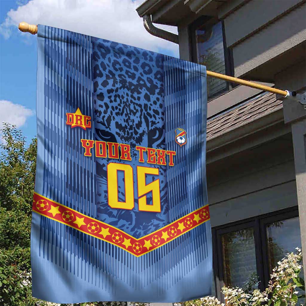 Custom DR Congo Football Garden Flag Leopard Jaguar Tribal Pattern With Flags