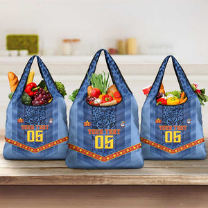 Custom DR Congo Football Grocery Bag Leopard Jaguar Tribal Pattern With Flags