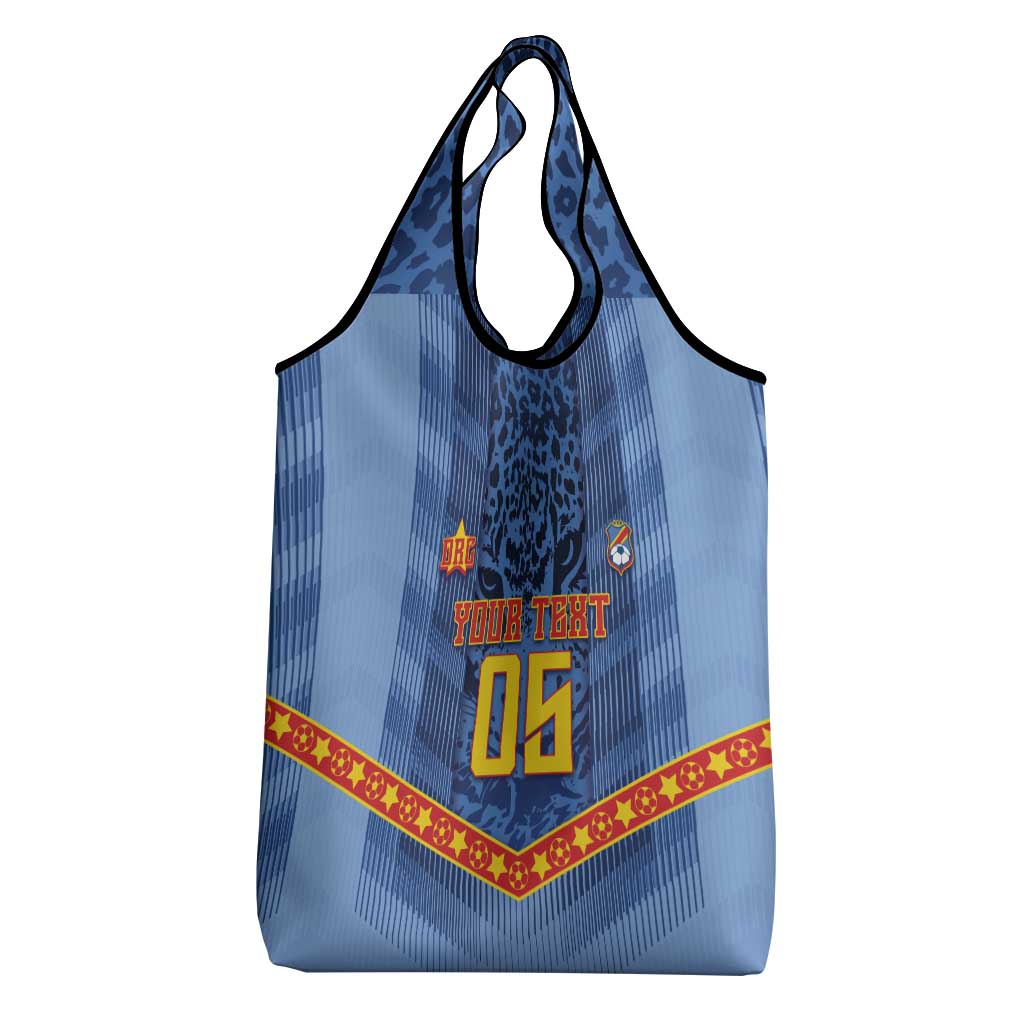 Custom DR Congo Football Grocery Bag Leopard Jaguar Tribal Pattern With Flags