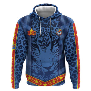 Custom DR Congo Football Hoodie Leopard Jaguar Tribal Pattern With Flags