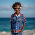 Custom DR Congo Football Kid Hawaiian Shirt Leopard Jaguar Tribal Pattern With Flags